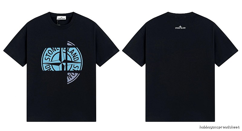 Stone Island Split Compass Street Style Black T-Shirt
