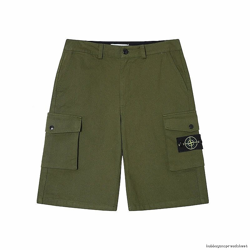 Stone Island Techwear Style Army Green Cargo Shorts