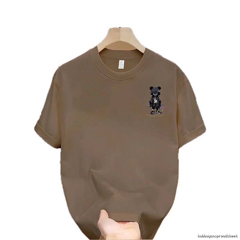 Streetwear Dark Bear Street Style Khaki Short-sleeve T-shirt