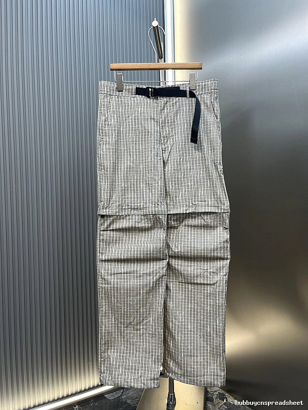 Striped Cargo Pants in Gray with vertical pinstripes and layered utility pockets - Independent Style