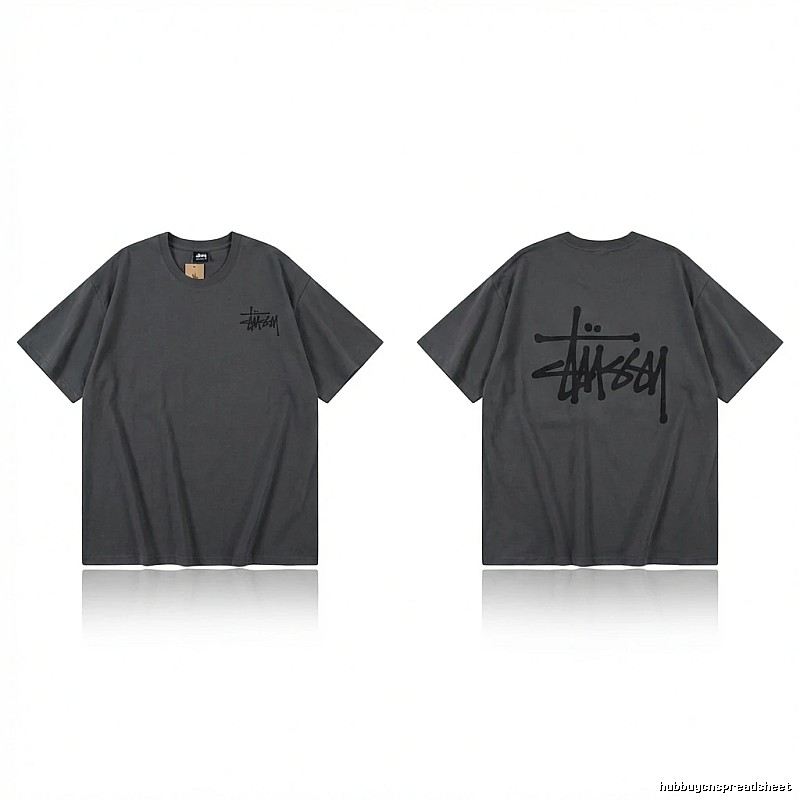 Stussy basic style simple style dark gray T-shirt