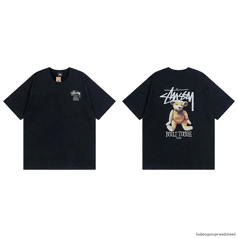 Stussy Bear Trendy Cool Style Black T-shirt