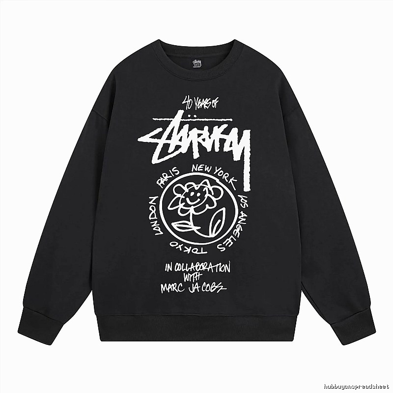 Stussy Black Style 539 Graphic SweatShirt Campus Look