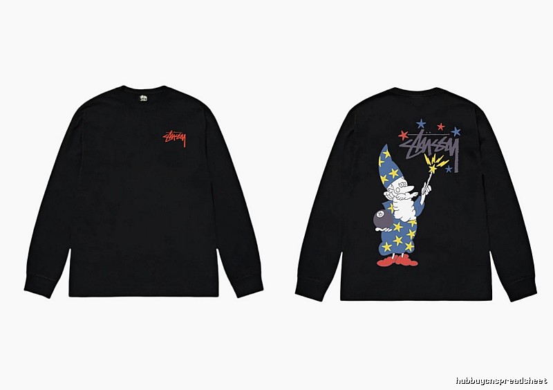 Stussy cartoon fun style black long-sleeved shirt