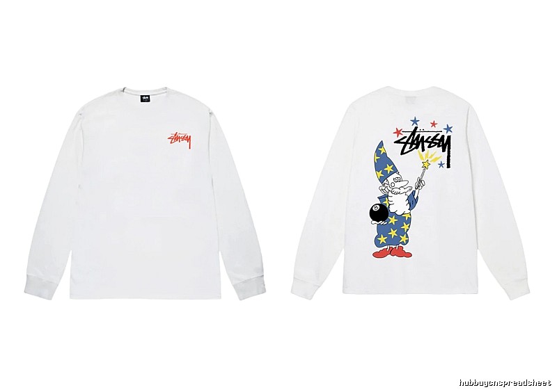 Stussy cartoon print style white long T-shirt