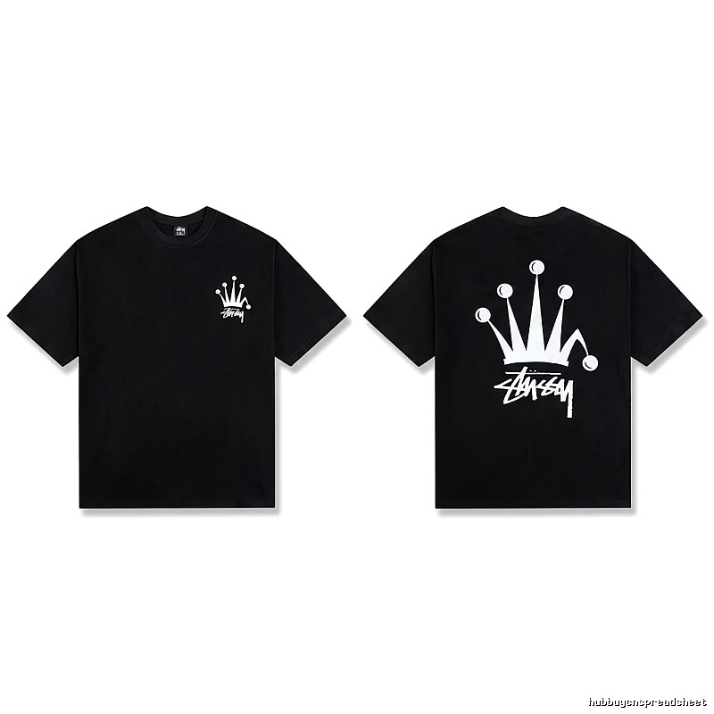 Stussy Crown Trendy and Cool Style Black T-shirt