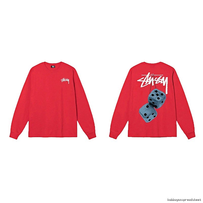 Stussy dice pattern red long-sleeved shirt