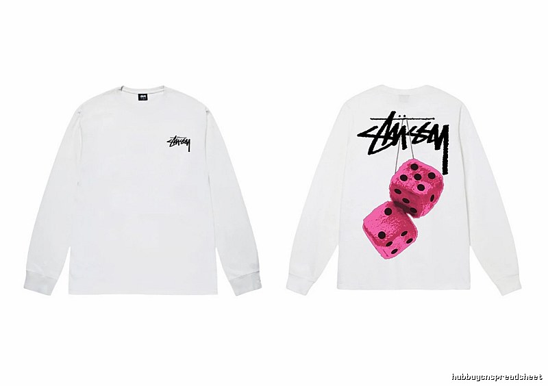 Stussy Dice Pattern White Long-sleeve Shirt