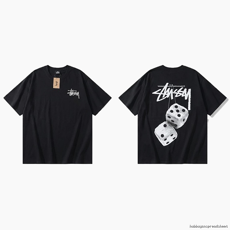 Stussy Dice Trendy and Cool Style Black T-shirt