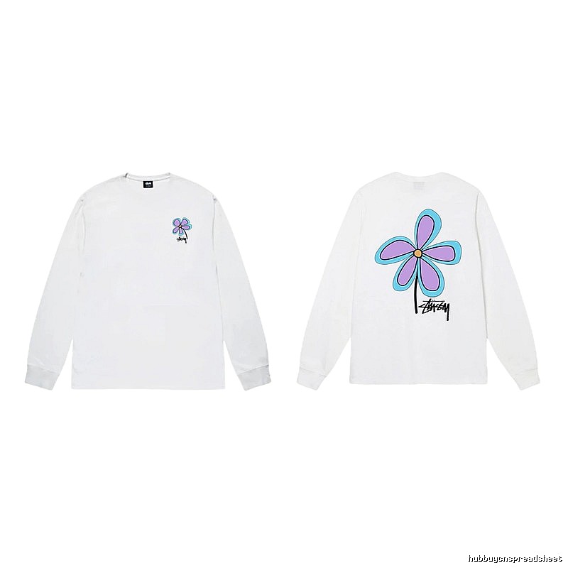 Stussy Flower Print Style White Long T-shirt