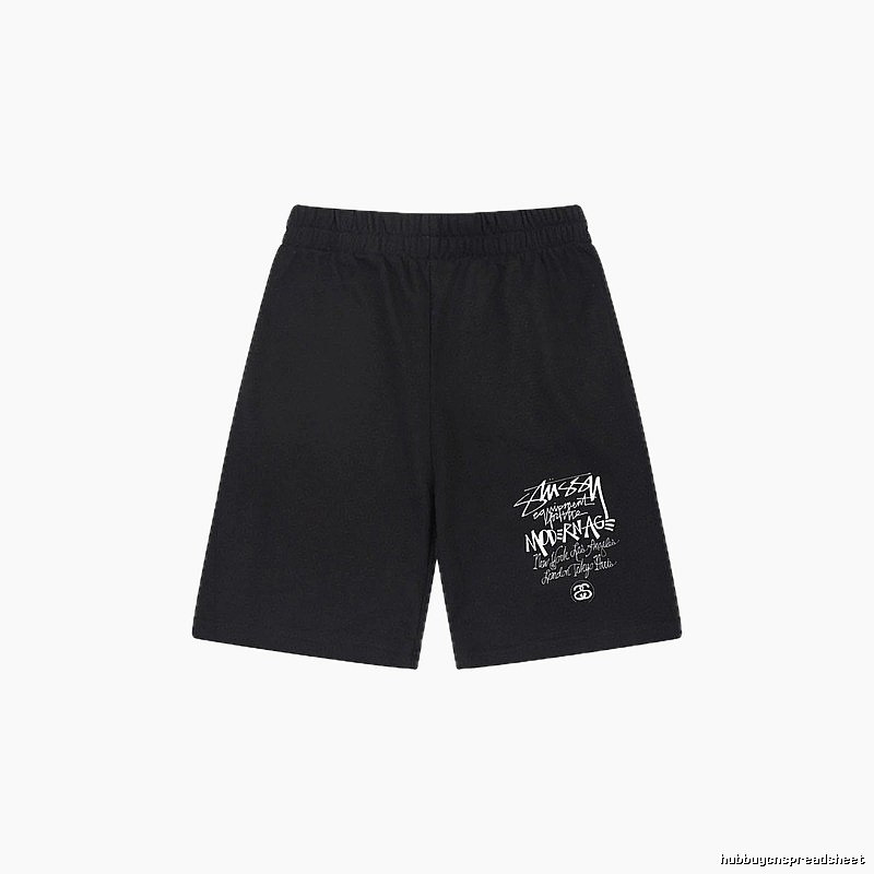 Stussy graffiti-style black shorts