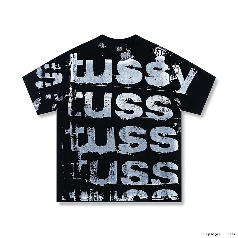 Stussy graffiti-style black T-shirt with letters