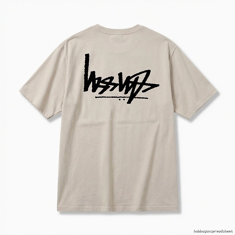 Stussy graffiti-style light gray T-shirt