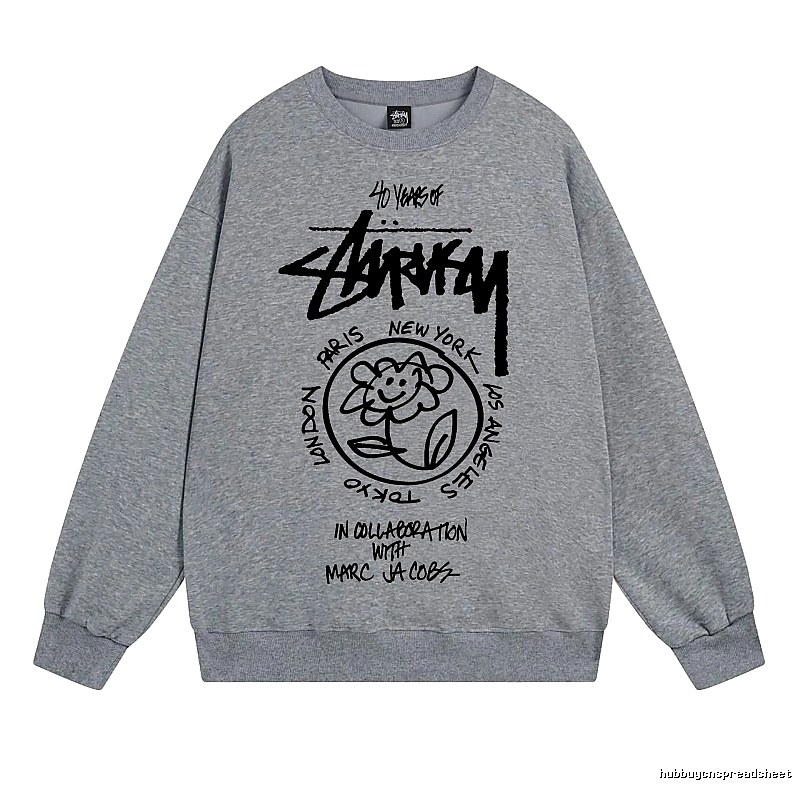 Stussy Gray Style 539 Graphic SweatShirt Minimal Look