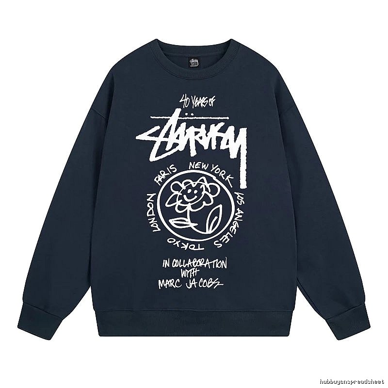 Stussy Navy Style 539 Graphic SweatShirt Poolside Style
