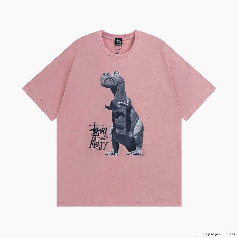 Stussy Pink Spider Graphic T-Shirt Easy Pairing Logo