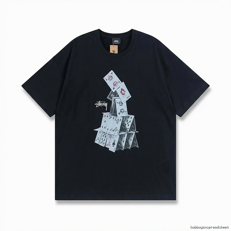 Stussy playing card series trendy black T-shirt