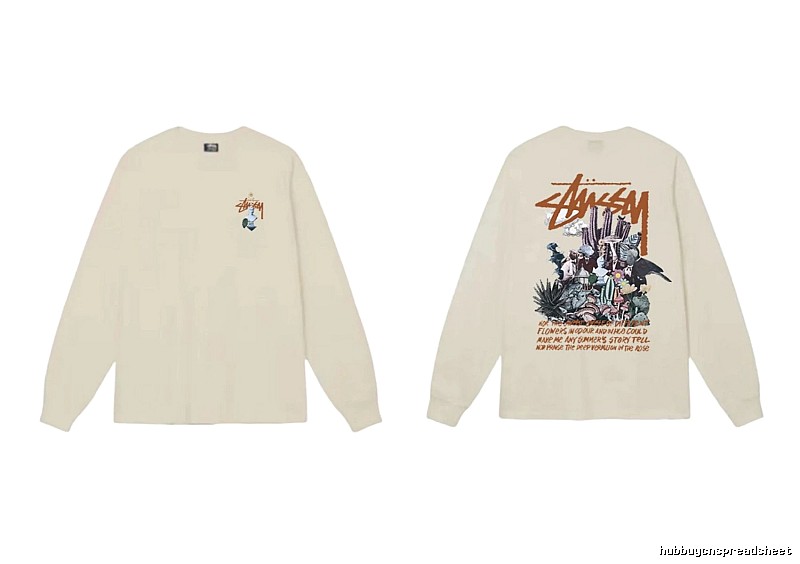 Stussy Print Retro Style Long-Sleeve (Off-White)