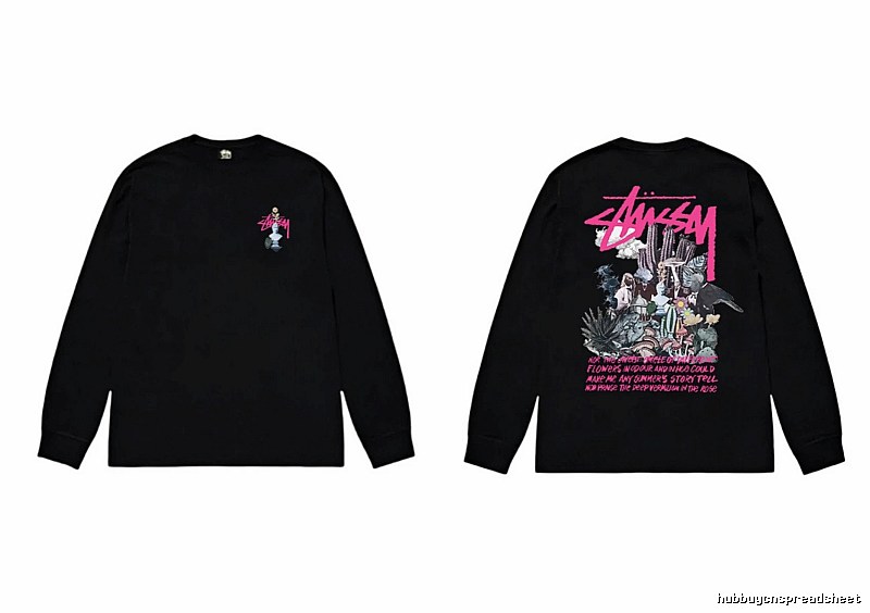 Stussy-printed trendy black T-shirt