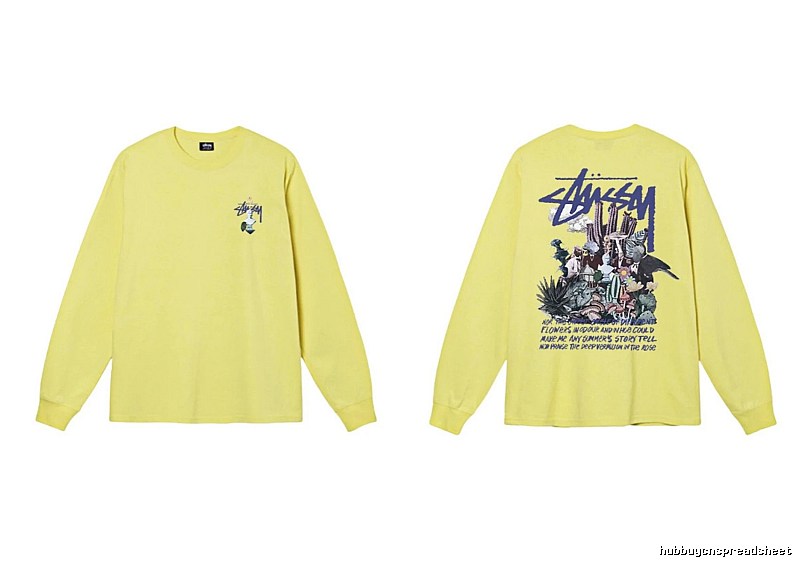 Stussy printed trendy brand style yellow long-sleeve
