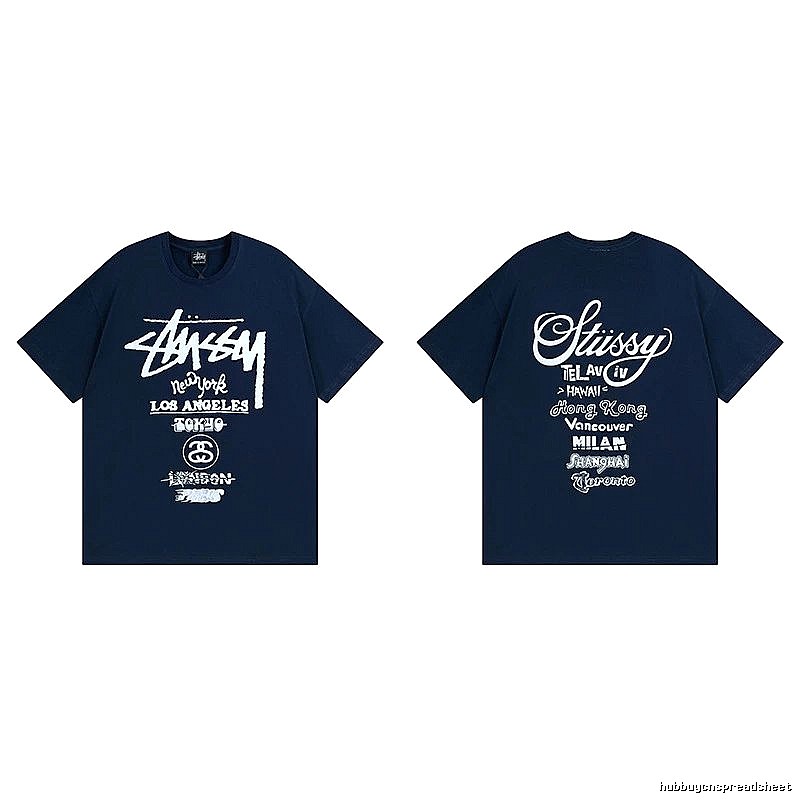 Stussy Simple Logo Finish Spider Graphic T-Shirt Minimal Look