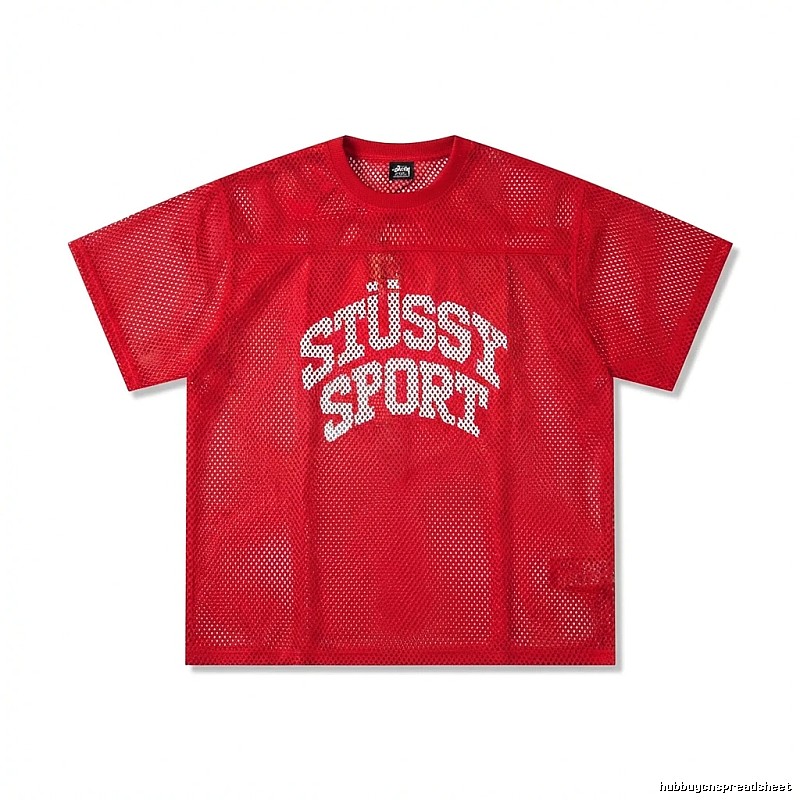 Stussy Sport series red trendy short-sleeved shirt.