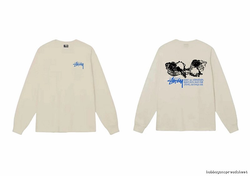 Stussy Trendy and Cool Style Off-white Long-sleeved Shirt