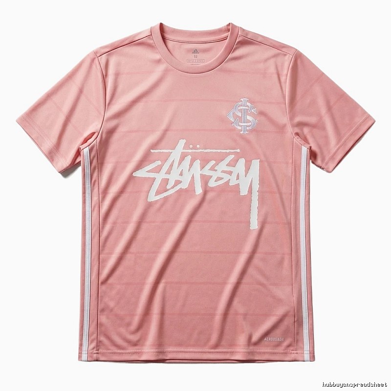 Stussy trendy brand pink striped T-shirt