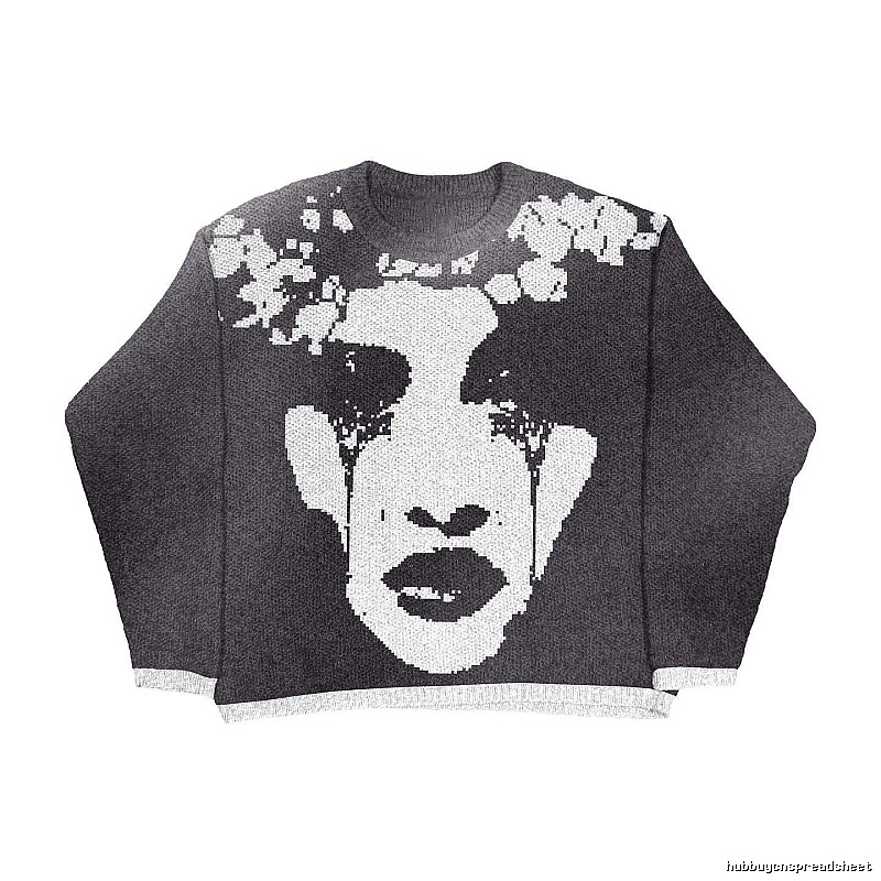 Summer Anime graphic sweater Black Knit Top with Clean Finish