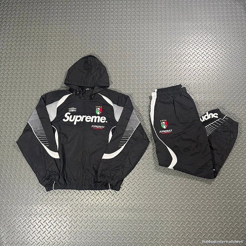 Supreme Black Color-Block Tracksuit Set