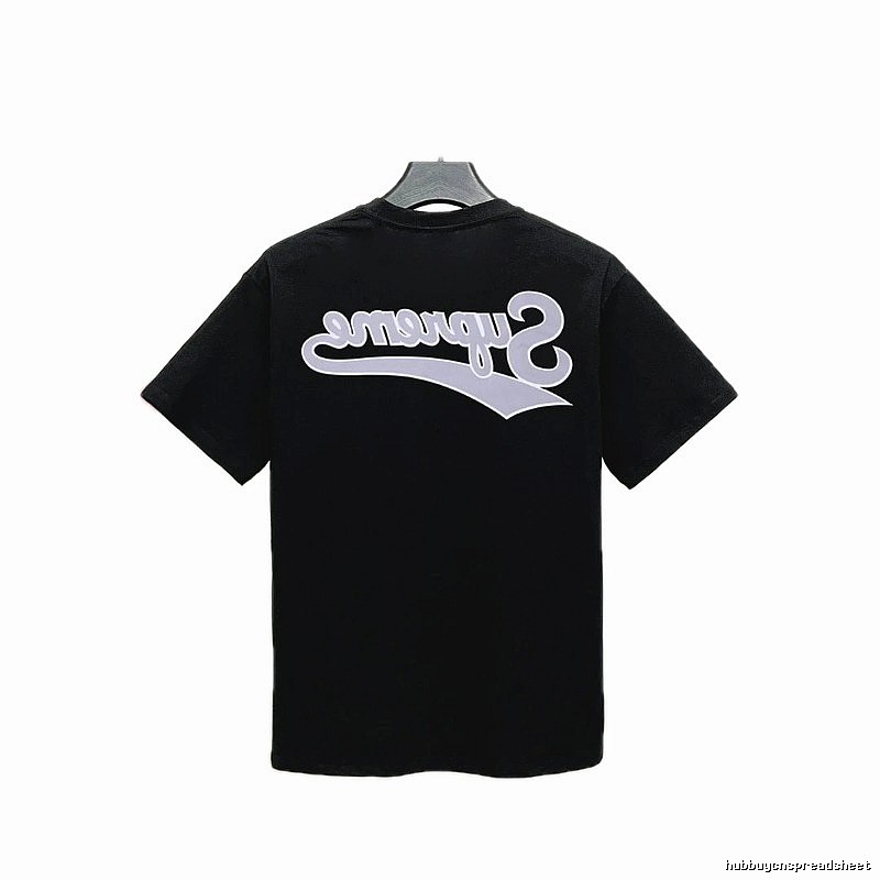 Supreme Inverted Logo Street Style Black Short-sleeve T-shirt