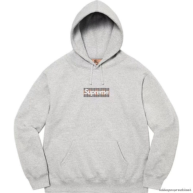 Supreme Logo Detail Logo hoodie Gray Red Oversized with Functional Detail