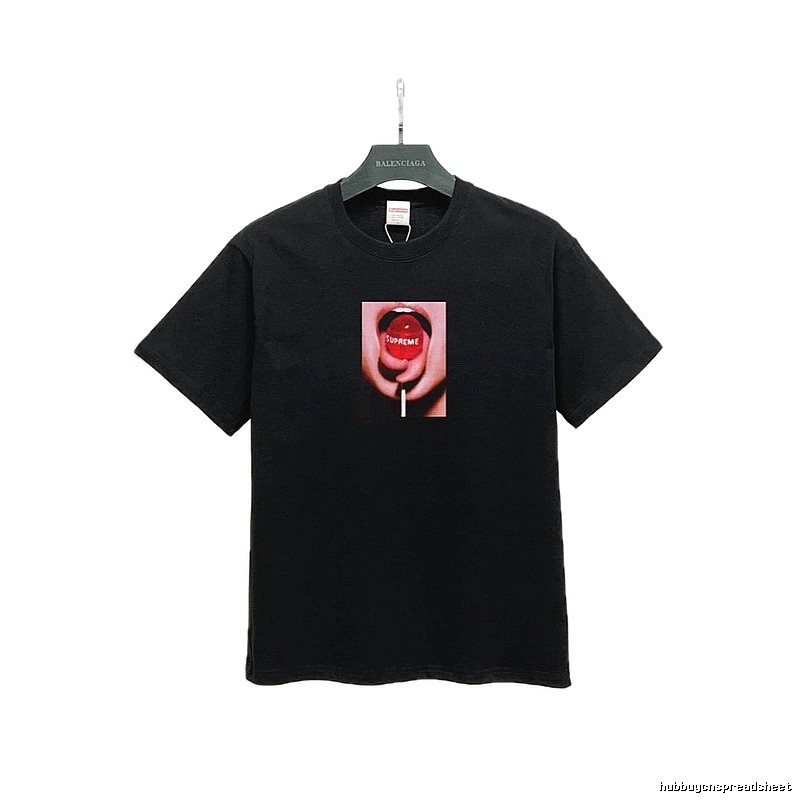 Supreme Lollipop Print Street Style Black T-Shirt
