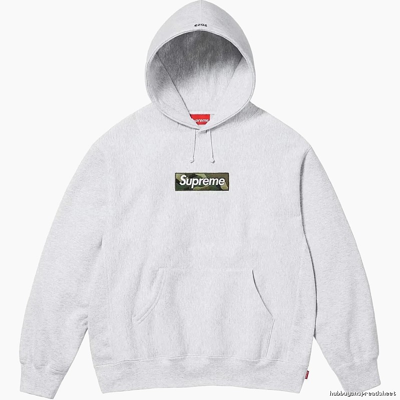 Supreme Patterned Logo hoodie Gray Red Oversized with Polished Detail