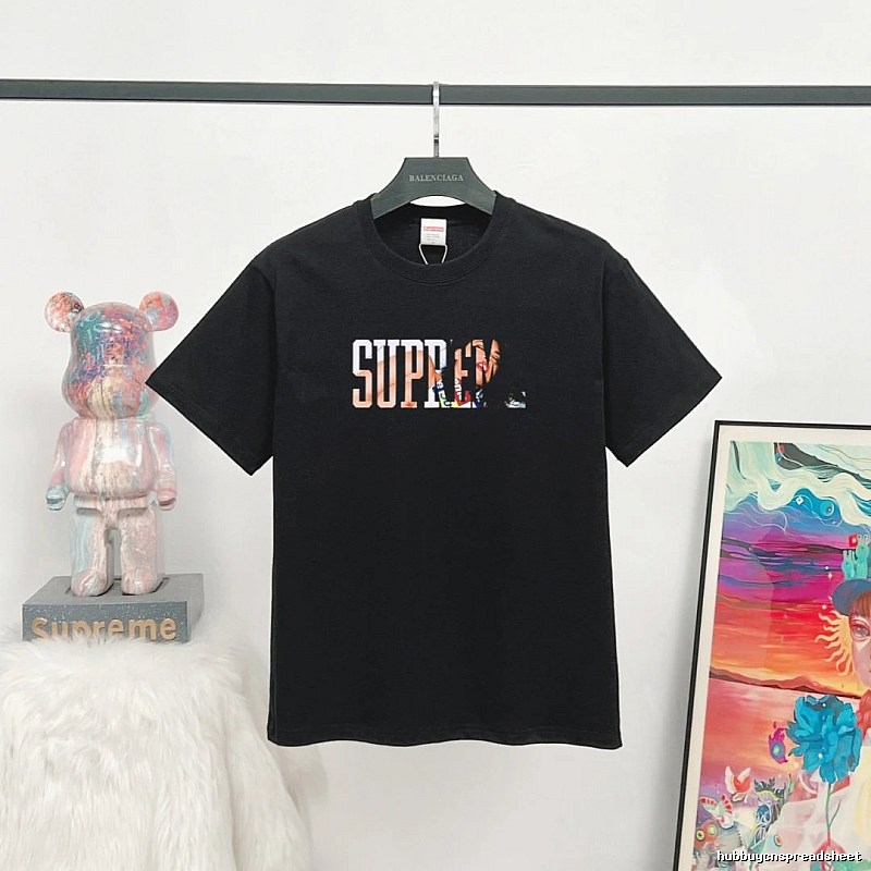 Supreme Portrait Print Street Style Black T-Shirt