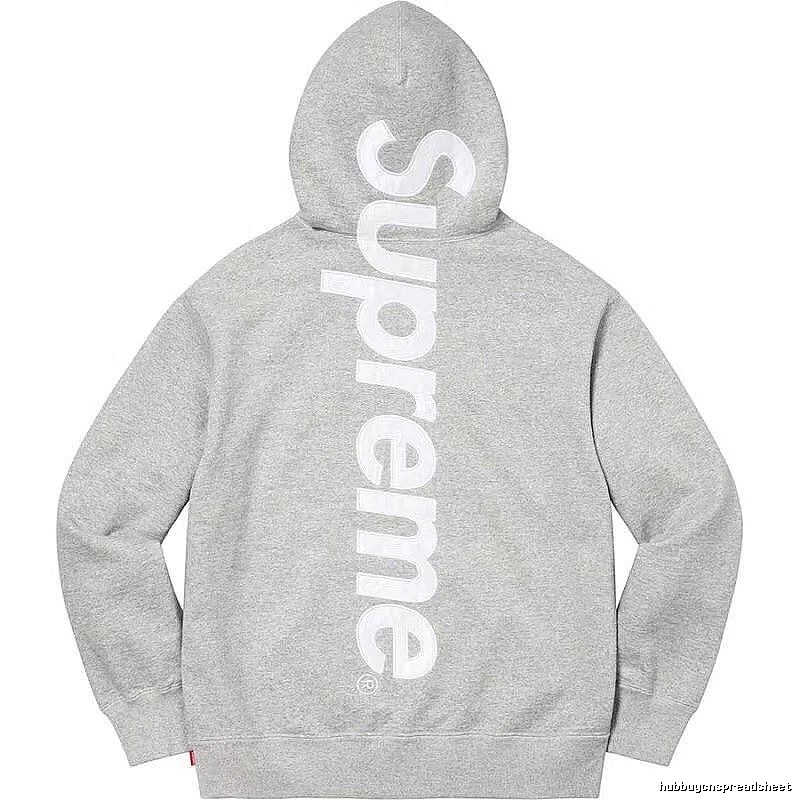 Supreme Relaxed Logo hoodie Gray Red Oversized with Designer-Inspired Detail