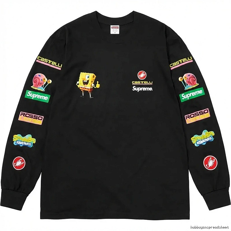 Supreme SpongeBob SquarePants Co-branded Black Long-sleeve Shirt