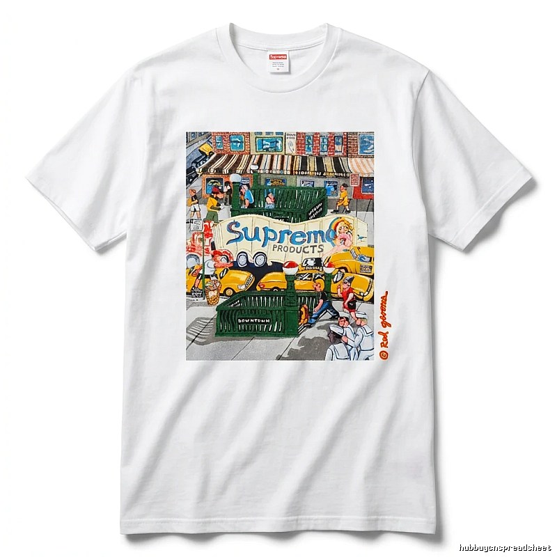 Supreme street style white T-shirt