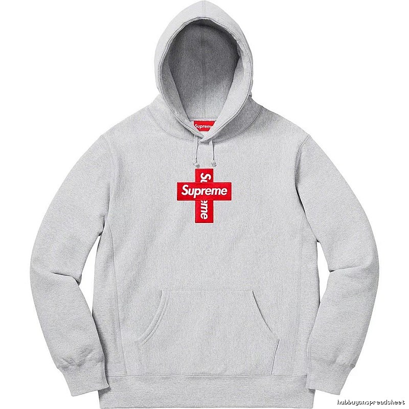Supreme Streetwear Logo hoodie Gray Red Oversized with Logo Accent
