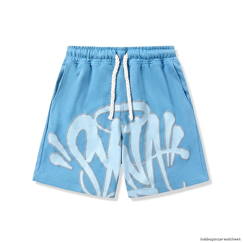 SynaWorld graffiti-style blue shorts