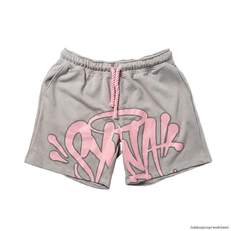 SynaWorld graffiti-style gray shorts