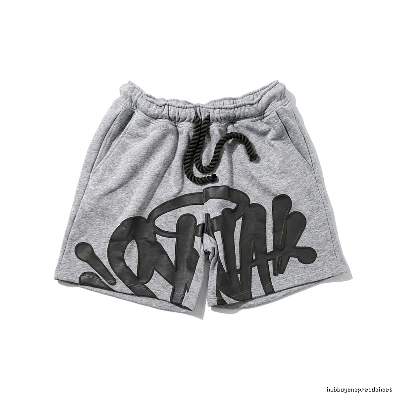 SynaWorld graffiti-style gray shorts
