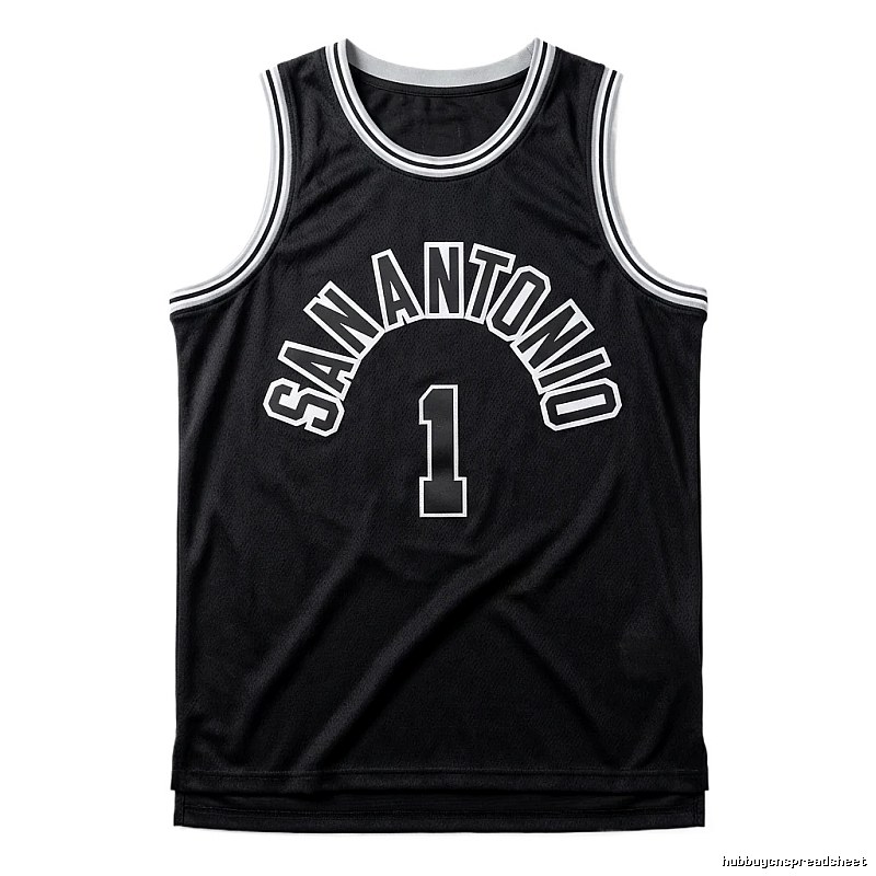 The black jersey of the San Antonio Spurs' Wembanyama style.