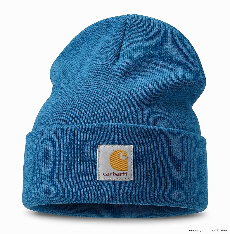 The classic blue knitted hat of Carhartt.