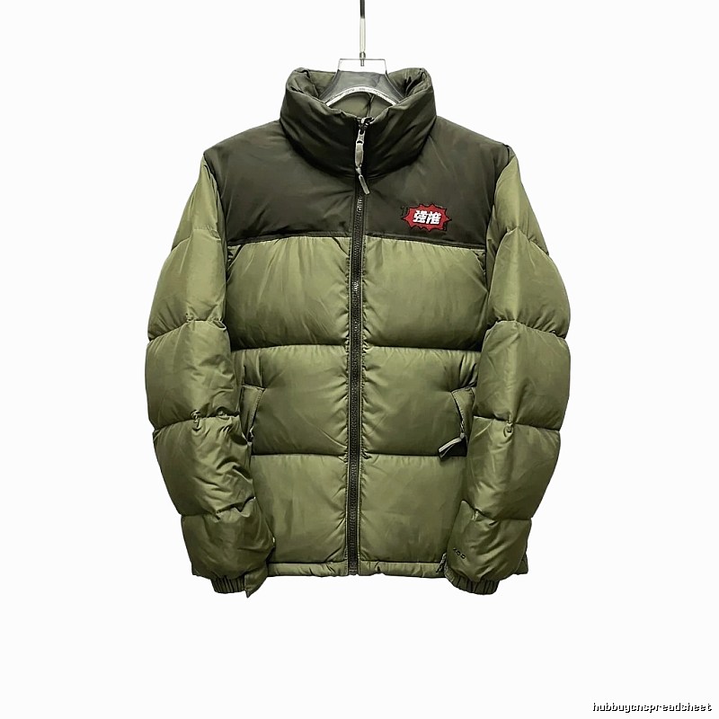 The North Face double - color green down jacket