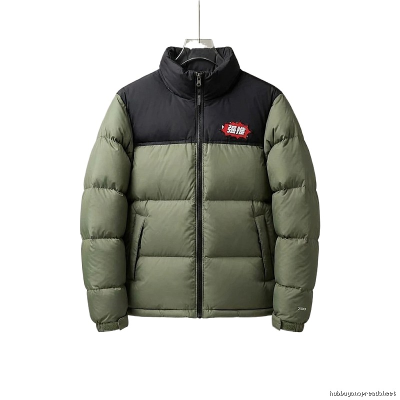 The North Face retro-style matcha green down jacket