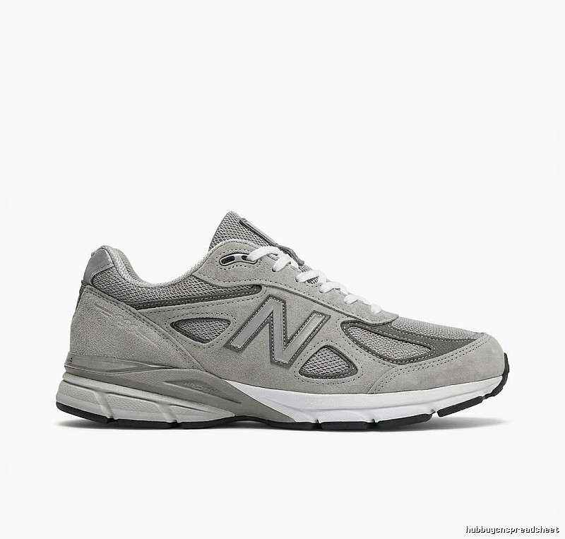 The retro-style gray shoes of the New Balance 990 series