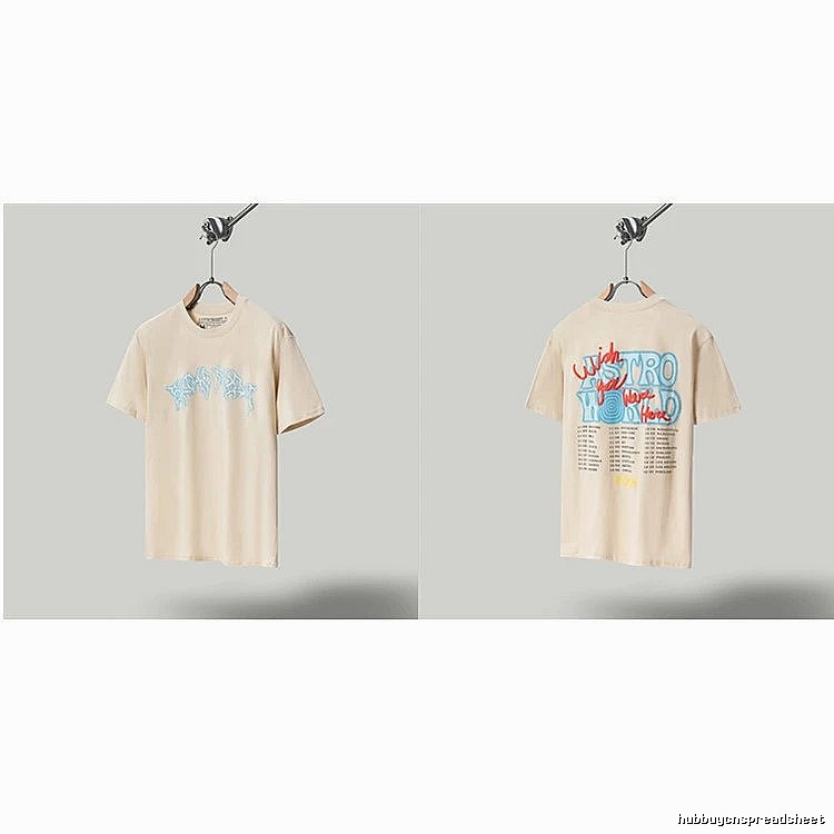 Travis Scott Astro Street Style Apricot Beige Short Sleeve T-Shirt