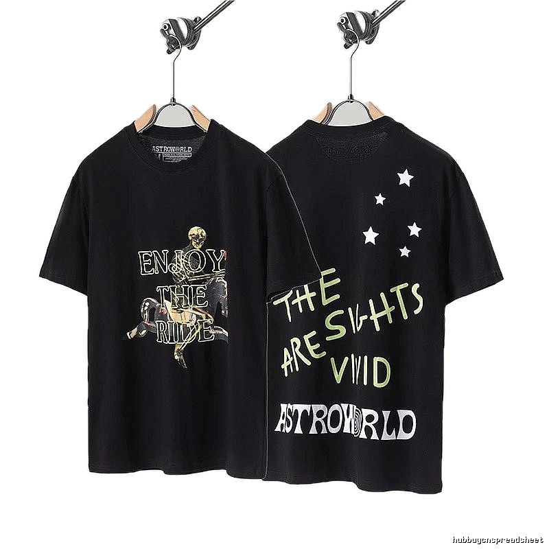 Travis Scott Astroworld Hip-hop Style Black T-shirt