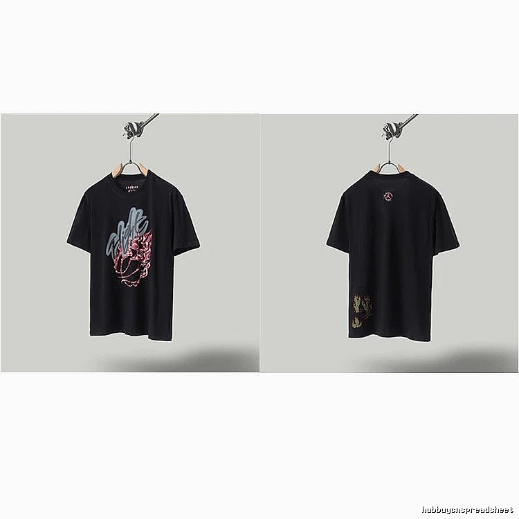Travis Scott x Air Jordan Graffiti-style Black Short-sleeve T-shirt